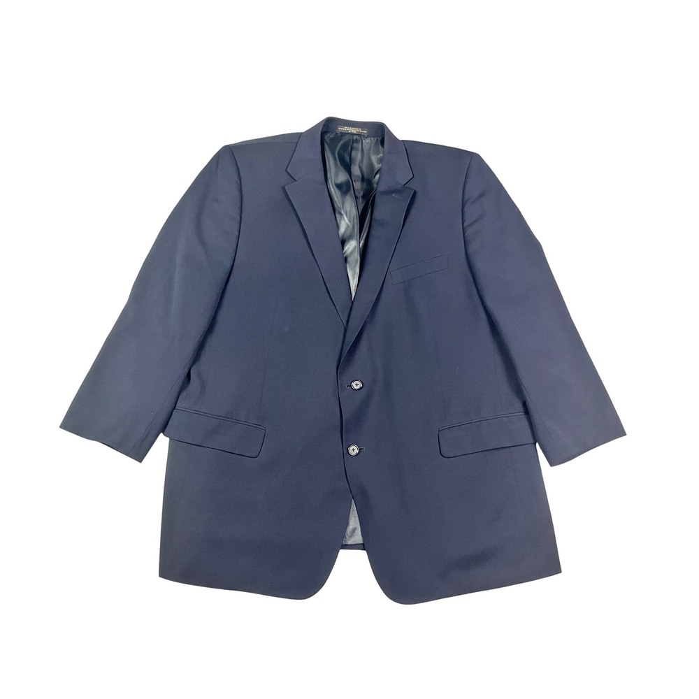 Petrocelli Mens Navy Blue Two Button Wool Blazer Sport Coat 46R Double Vent